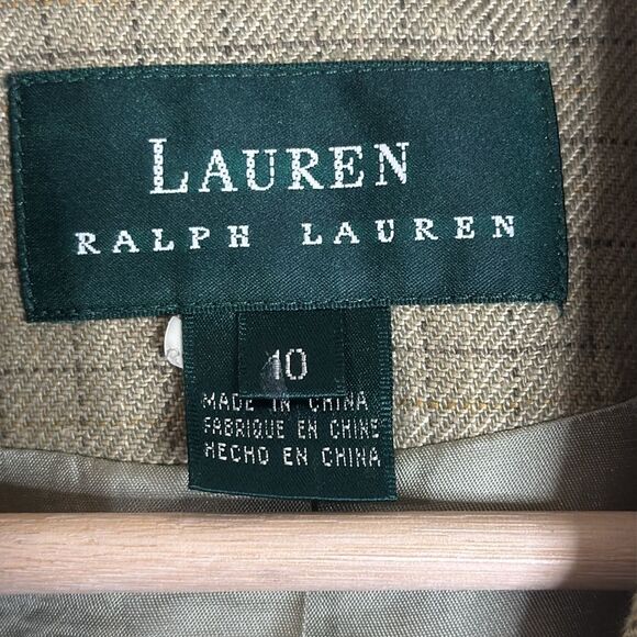 Vtg Lauren Ralph Lauren linen houndstooth Glen Plaid Blazer size 10 equestrian - Picture 5 of 13